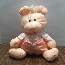Vintage Fisher Price Puffalump BEAR Cub Peach Pink w/ outfit VERY CLEAN 1986