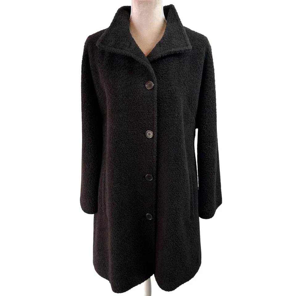 Abrigo Hilary Radley Marrón Oscuro Felpa Alpaca y Lana Talla 10 Pequeño 10P Foto 3 de 4