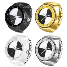 Womens Simple Stainless Steel Finger Watch Elastic Band Quartz Analog Ring Watch