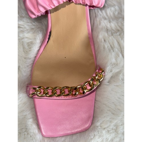 Pink open toe Gold accent chain Heel size 9.5 - Picture 3 of 8