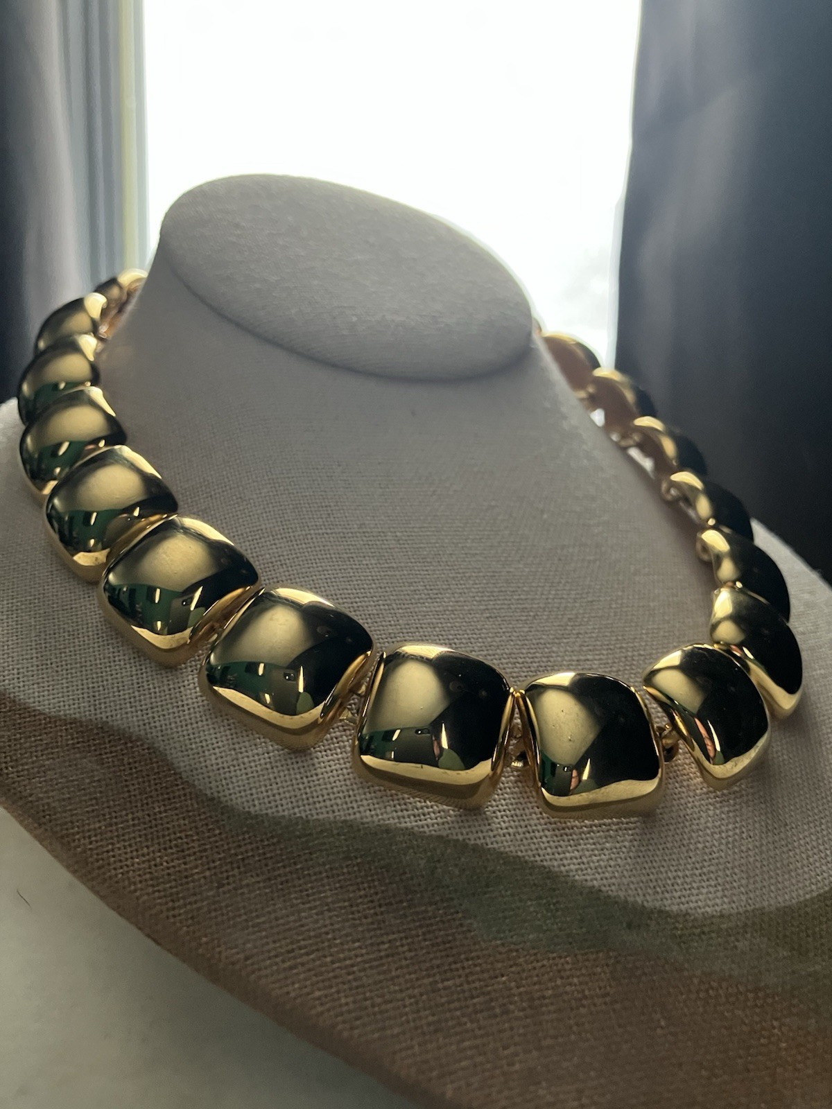 Vintage Square Link Statement Collar Necklace Tog… - image 1