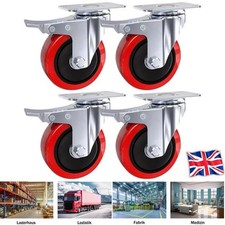 4 x Heavy Duty 100mm 700KG Rubber Swivel Castor Wheels Trolley Furniture Caster
