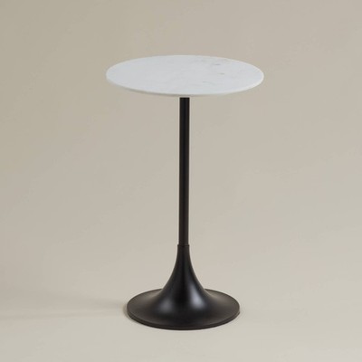 Studio 55 Mesita 24'' End Table White Marble Top with Black Finish Base