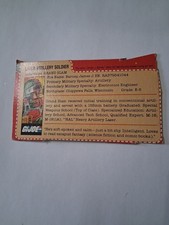 Vinatge Hasbro G.I.Joe Laser Artillery Soldier GRAND SLAM card Only