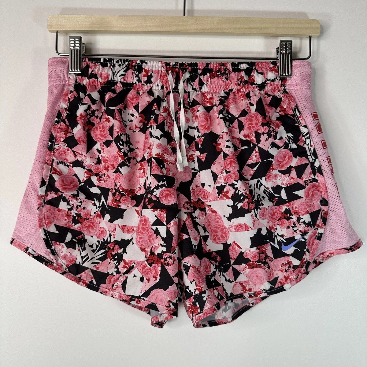 Nike Dri Fit Tempo Running Shorts Lined Pink Floral Roses Girls XL