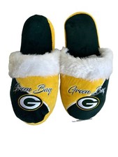 Green Bay Packers Womens XL Slippers Fuzzy Lined Cozy Indoor Footwear NFL Team C