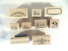 Stampin'UP Wood Mounted Stamps 'Noteworthy' Baby Blue Set of 9