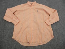 Ralph Lauren Shirt Mens Adult Large Orange Stripes Button Up Blake Pony Logo