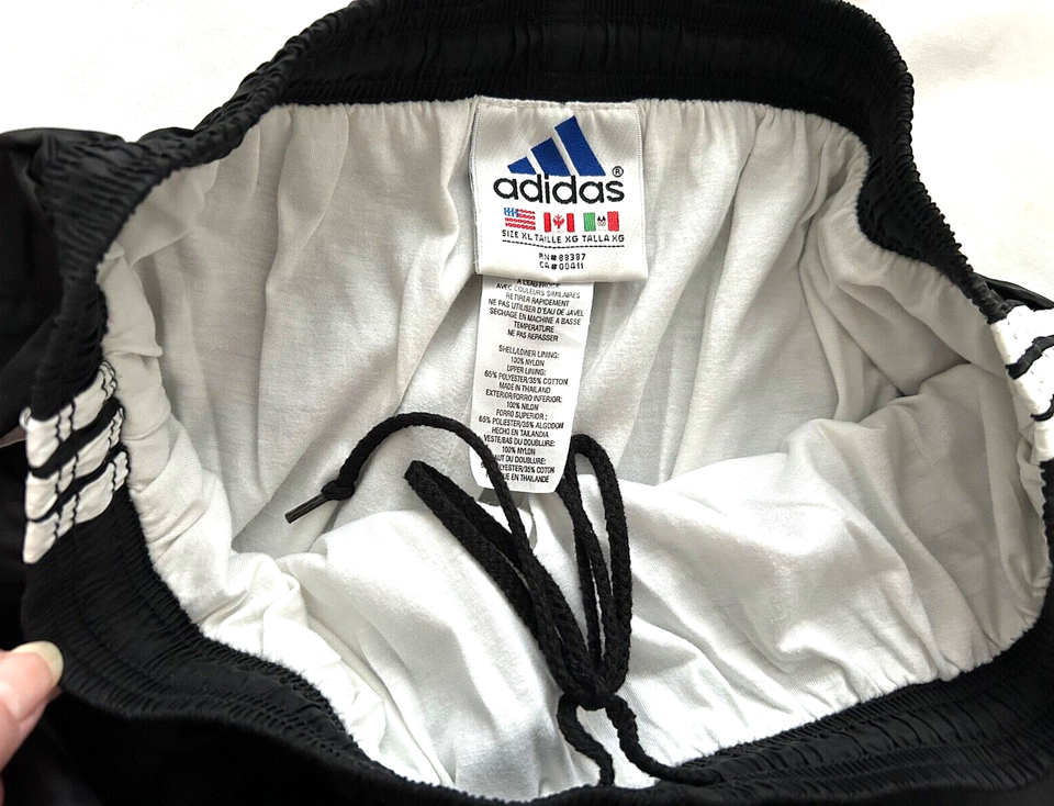 Vtg 90s ADIDAS WINDBREAKER/RAIN TRACK PANTS STRIPES NYLON BAGGY Zip