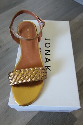 JONAK Sandalen Leder Metallic Platin Absatz 4 cm Größe 37 (9)