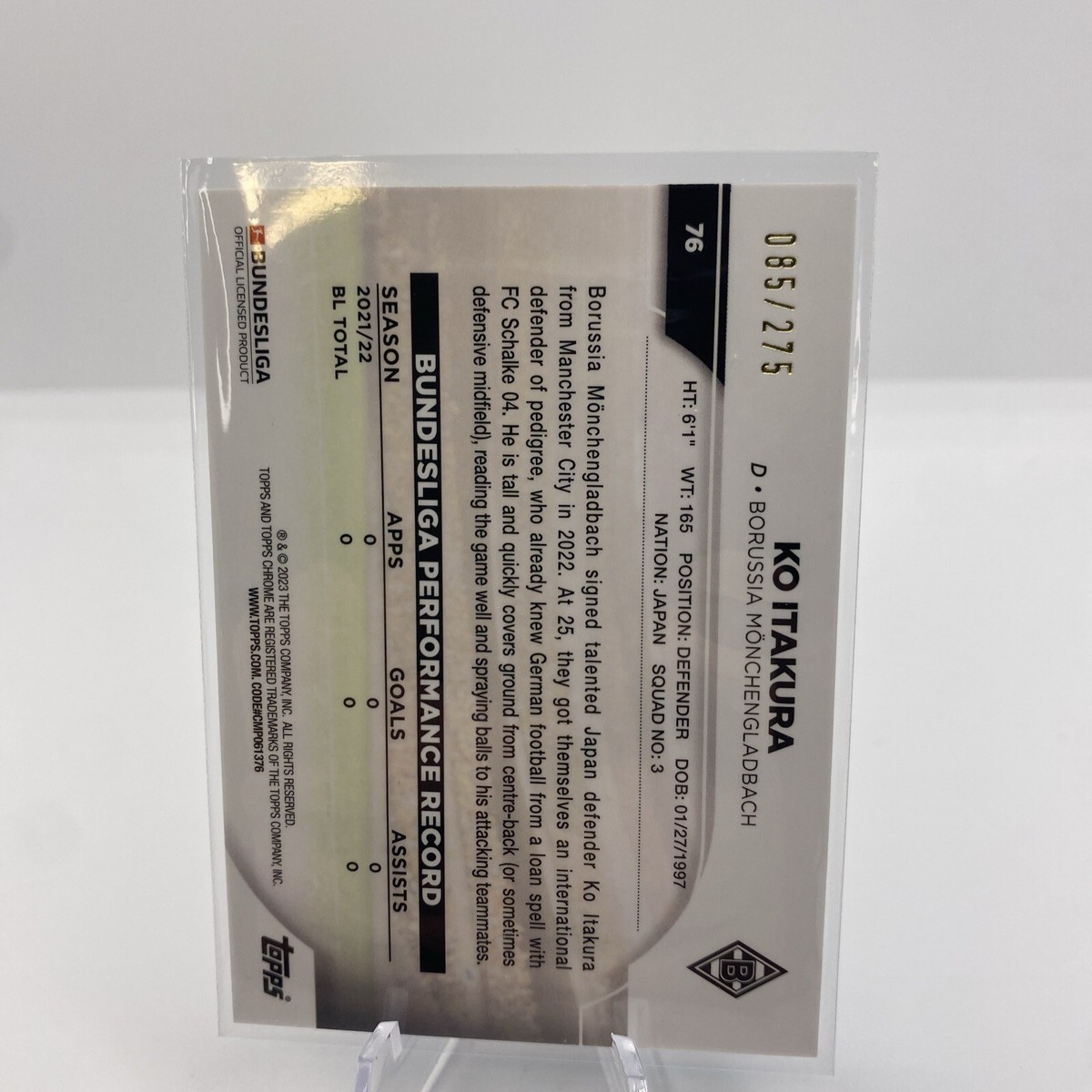 Carte à Collectionner FUTERA 2022-23 - Ko Itakura (Borussia M'gladbach) Conquérants 02/05 Auto