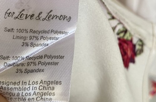 For Love & Lemons Dress Midi Size S Puff Sleeve Floral White Pockets Rosie Roses - Picture 8 of 15