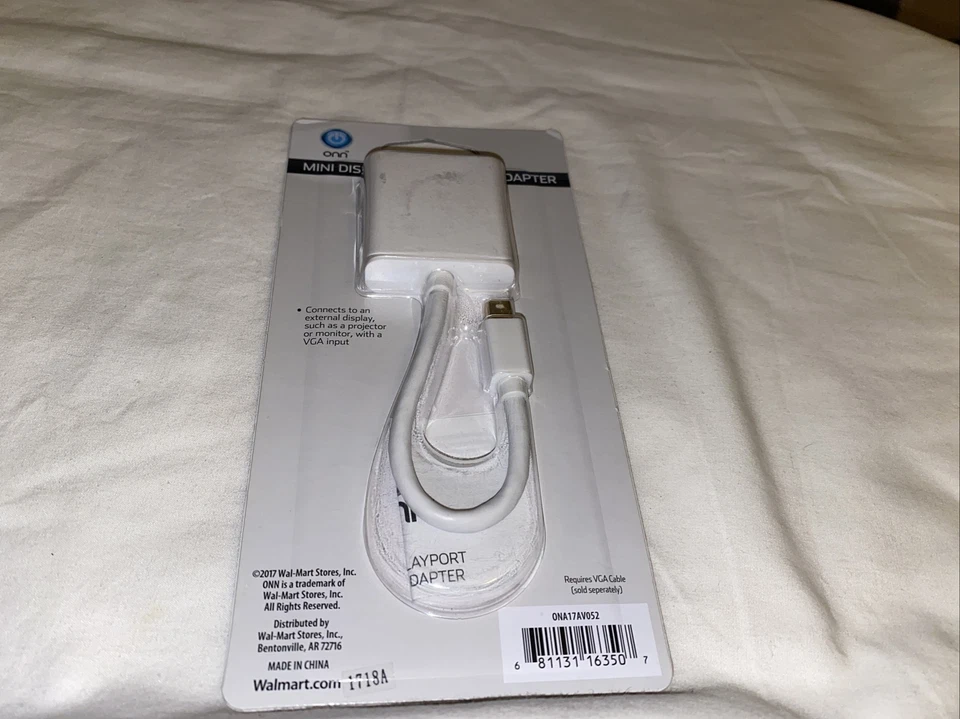 ONN ONA17AV052 Mini DisplayPort to VGA Adapter Mini DP to VGA Display White - Image 2 of 2