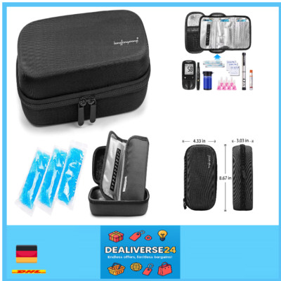 Insulin-Kühltasche für Diabetiker mit 3 Kühlakkus
