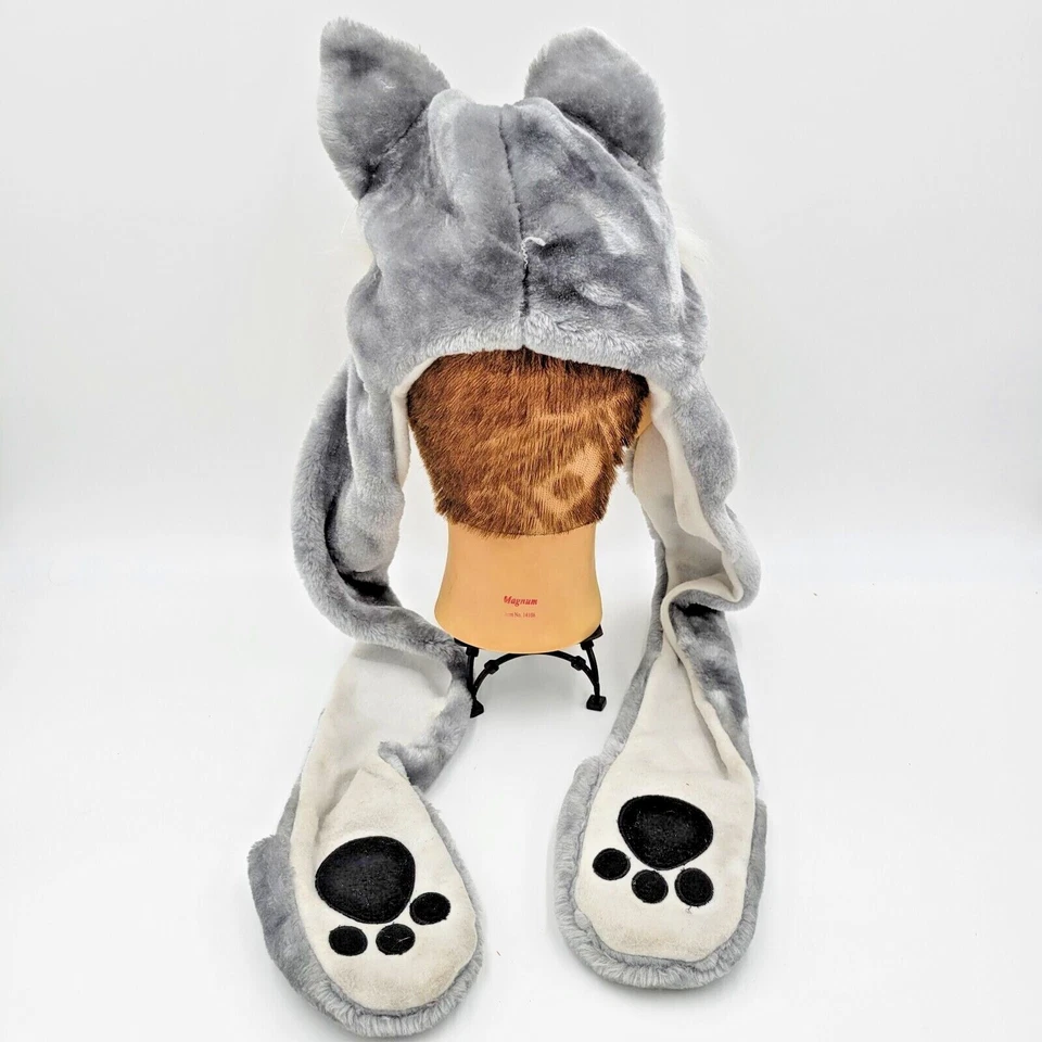 Sombrero de Lobo Novedad Gorra Animal Halloween Disfraz Gorro Con Patas Largas Con Bolsillos Foto 2 de 3