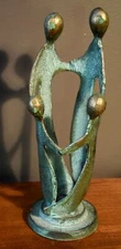 Modernist MCM Family Green Patina Metal Statue   #8713