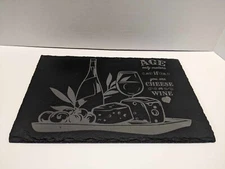 Custom Black Slate Cheese and Wine Cutting Board 12x8 