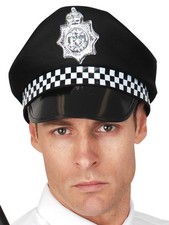  NEW Adult Size Black Police Hat UK Style - Dress Up Costume