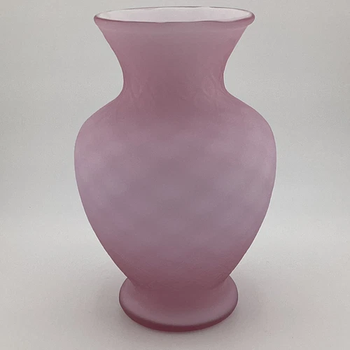 Fenton art glass cased satin pink diamond optic for MMA stamped