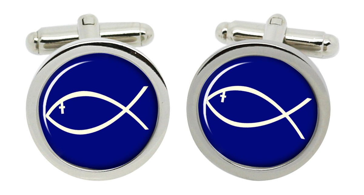 Gemelos - Ichthus Color Plata con Texto Jesús