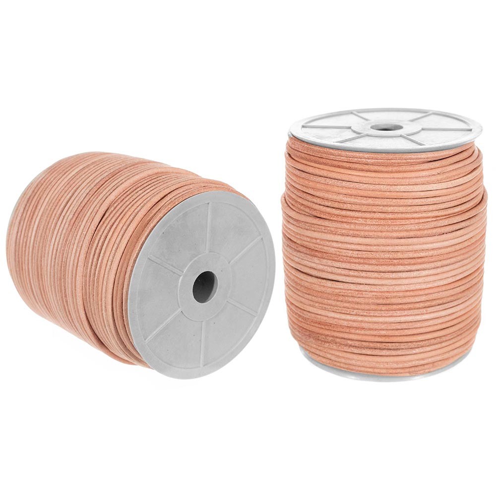 Genuine Leather Cord Round 3mm Antique Vintage Dark
