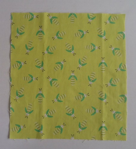 Fabric Cotton Panel Square 11 1/2" x 10 1/2" Green Beetles Bees on Light Green - Picture 3 of 3