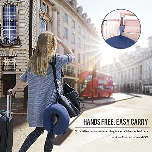 Travel Pillow Memory Foam - Head Neck Support Airplane Pillow for Blue