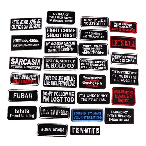 Words Slogan Badge Embroidered Iron on Patches Fabric Sticker Clothes Sewing - Picture 1 of 38