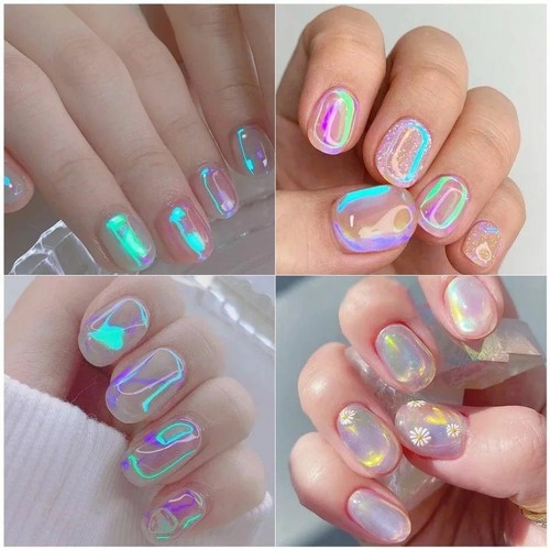 Aurora Shattered Nail Foil Iridescent Glass Effect Paper DIY Nail Art Stickers - Picture 2 of 31