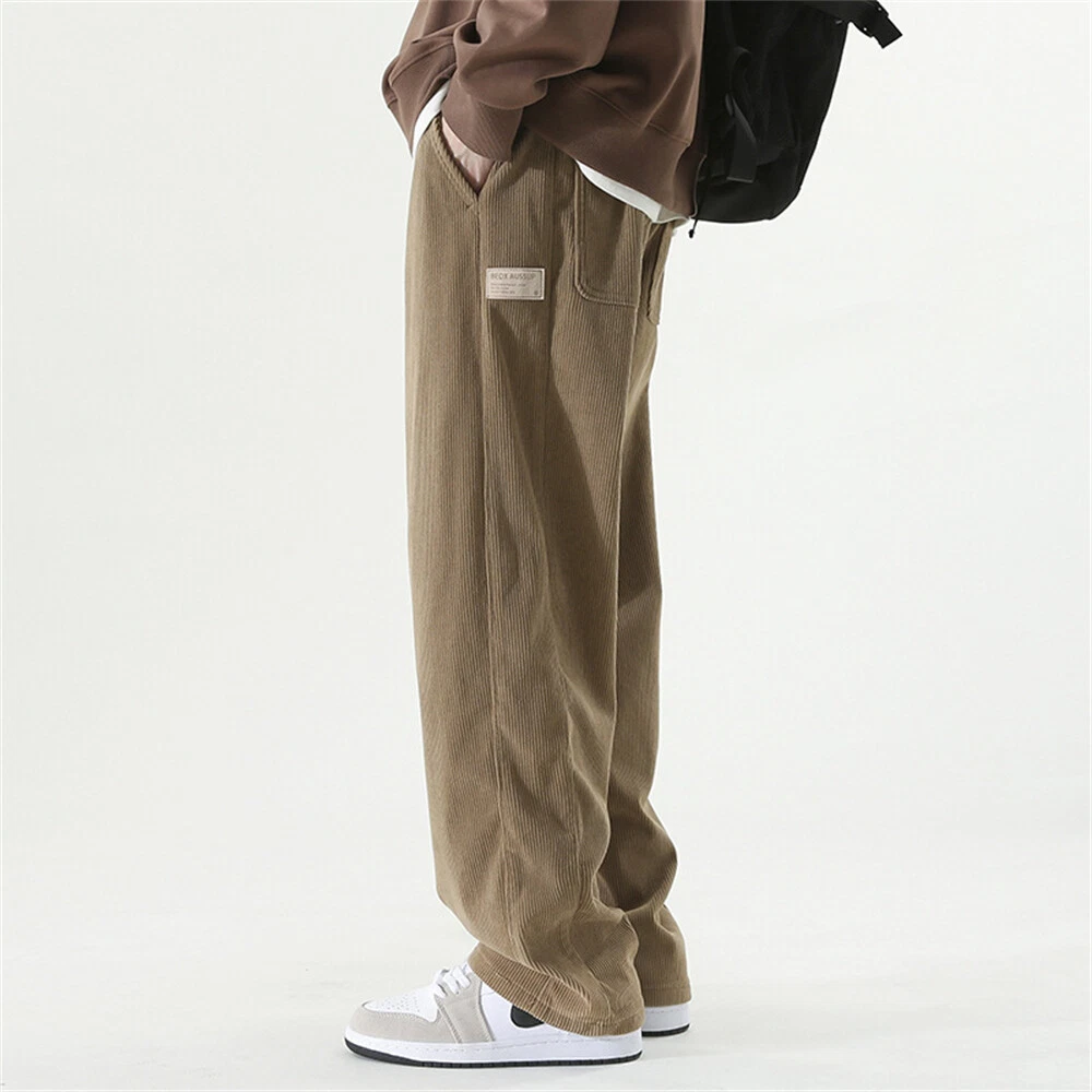Mens Jogging Corduroy Pants Athletic Running Sweatpants Casual Hip Hop Trousers