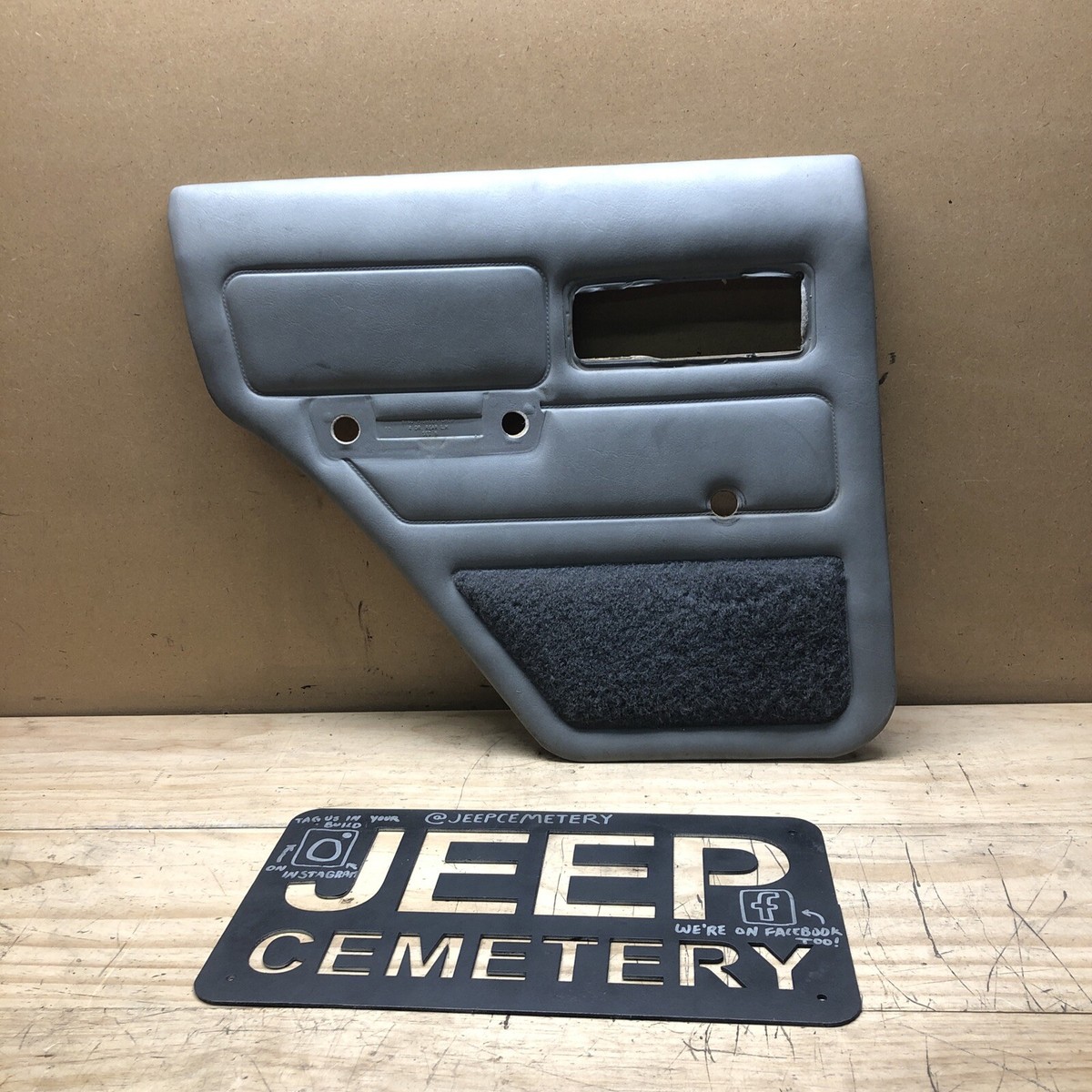 84-96 Jeep Cherokee XJ Rear Driver Side Door Panel Gray OEM