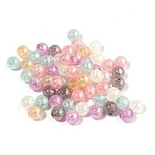 200PCS Colored Acrylic Crystal Beads Round Crackle Glass Beads Charms for 8mm