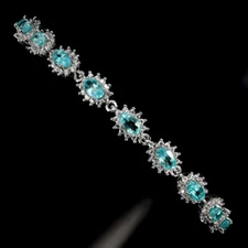 925 Sterling Silver Bracelet Oval Apatite 5x3mm Natural Gemstone Jewelry 10inch