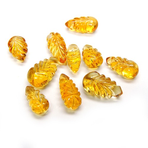 Piedras preciosas de citrino natural talla de hojas 24,85 CTS 10 PIEZAS GEMAS DE CITRINO EN FORMA DE HOJA - Imagen 5 de 6