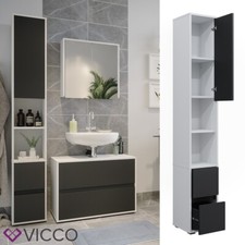 Hochschrank Maltin Weiß Anthrazit 30 x 189 cm Badezimmer Vicco