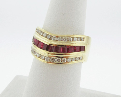 Large Genuine 2.00cttw Diamond Ruby Solid 18k Yel… - image 4