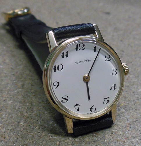 ZENITH WATCH-cs/met. Uhr vergoldet/Stahl/Handbuch/Lady -70er Jahre- - 29mm
