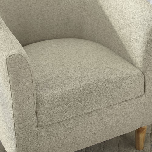 Accent Living Room Arm Chair Linen Fabric Upholstered Single Sofa With Ottoman - Picture 10 of 11