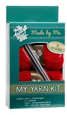 "Made By Me" 3 Patterns Needles Tassel Maker Red Cable Scarf Yarn Knit Kit
