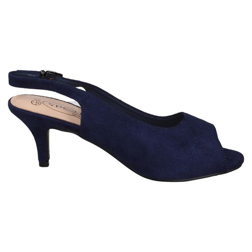 SPOT ON F1R2045 Ladies Sling Back Wide Fitting Peep Toe Sandal / Shoe Heels - Picture 33 of 45