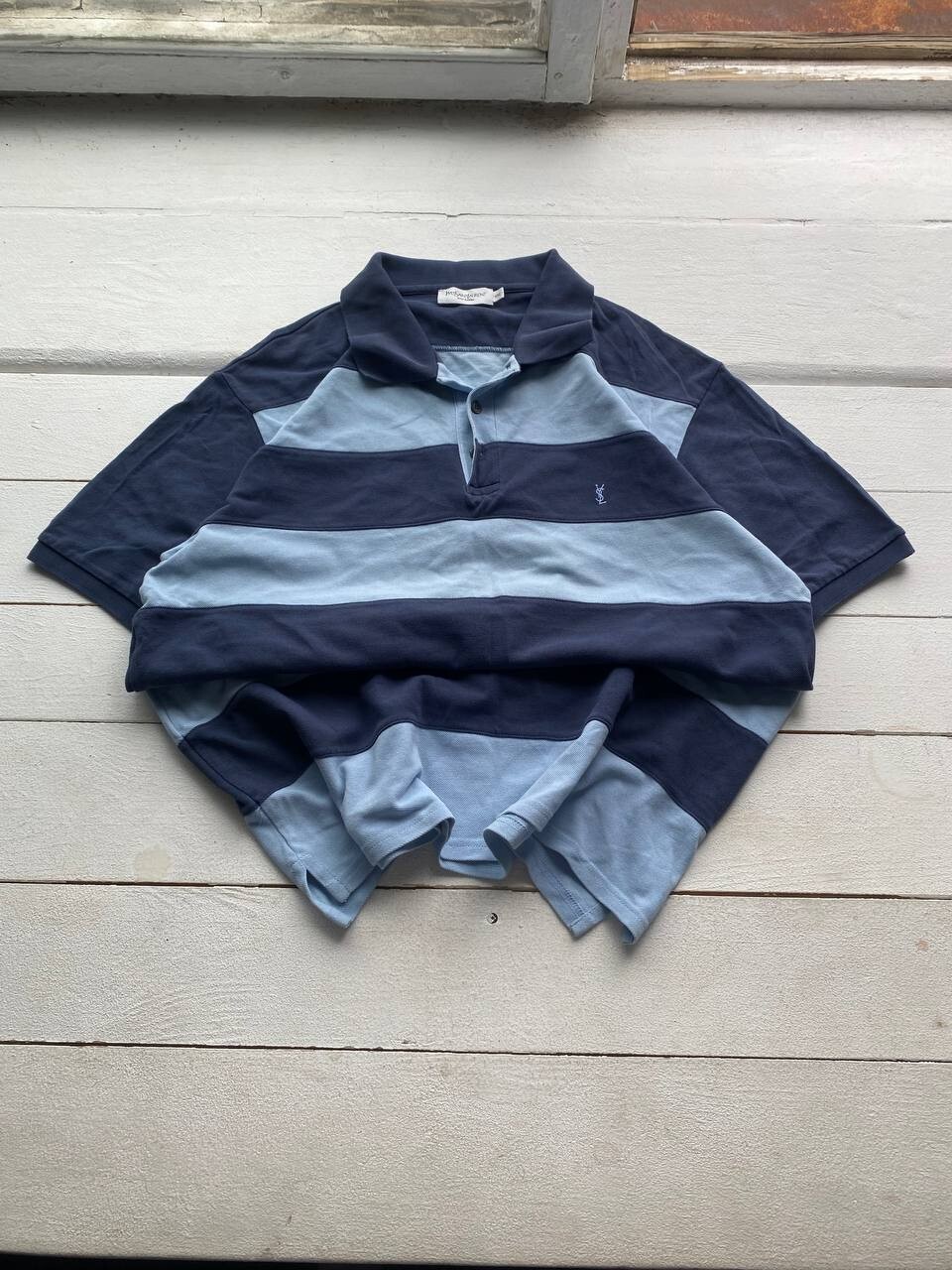 T shirt polo anni 90 Yves Saint Laurent a righe blu uomo xxl vintage designer