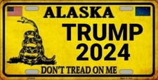 TRUMP 2024 DON'T TREAD ON ME GADSDEN FLAG METAL AUTO TAG LICENSE PLATE REPLICA