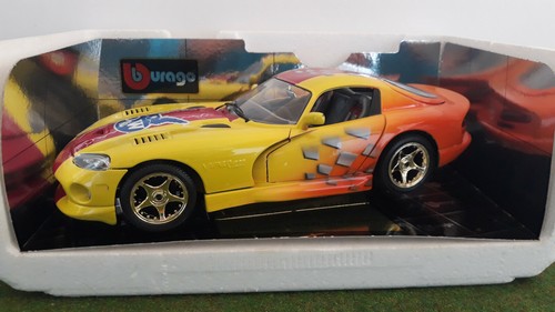 DODGE VIPER GTS Coupé jaune/orange 1/18 BURAGO 3375 SPECIALE D&W 410927 voiture - Foto 8 di 9