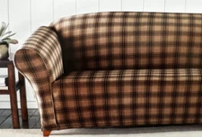 SureFit Stretch Plaid Sable One piece Sofa Slipcover NIP