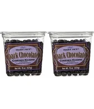 2 Packs Trader Joe's Dark Chocolate Covered Raisins 15 oz Each Pack