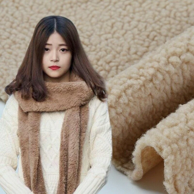 1x1.5M Faux Lamb Wool Fur Sherpa Fleece Fabric Lining DIY Cloth Flutty Warm Soft - Image 2 of 4
