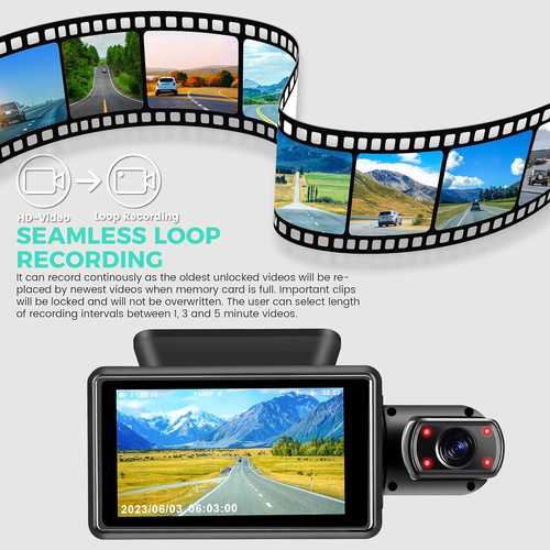 Car DVR 1080P Dual Lens Dash Cam Video Recorder G-Sensor Front and Inside Camera - Picture 15 of 16