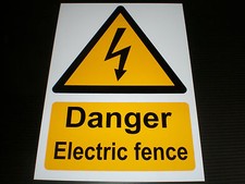 DANGER ELECTRIC FENCE Plastic Sign Or Sticker Choice Of Sizes Caution Warning
