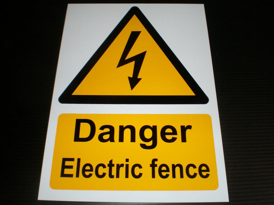 DANGER ELECTRIC FENCE Plastic Sign Or Sticker Choice Of Sizes Caution Warning