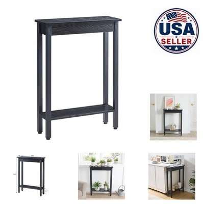 Tall Narrow Console Table with Shelf for Entryway Hallway Behind Couch